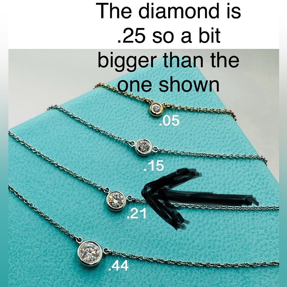 ✨ TIFFANY & Co ✨ Platinum Bezel Set 0.25ct Diamond By The Yard 16in Necklace - Picture 6 of 12
